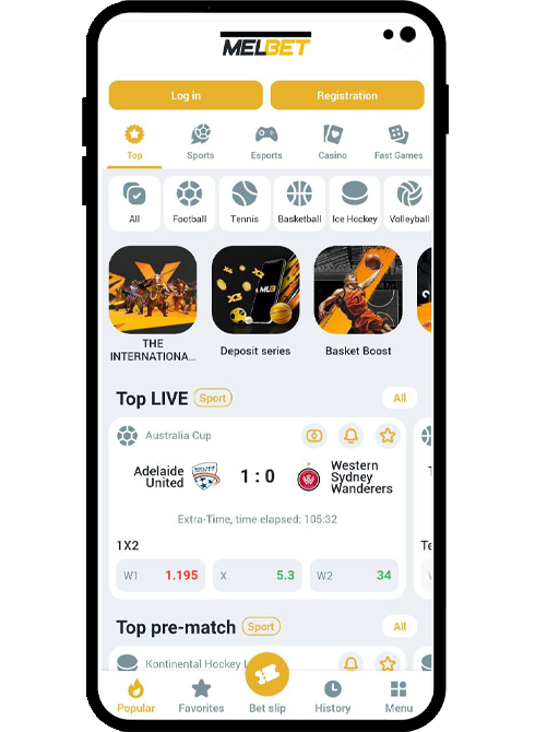 Application officielle Melbet pour le sport et les jeux